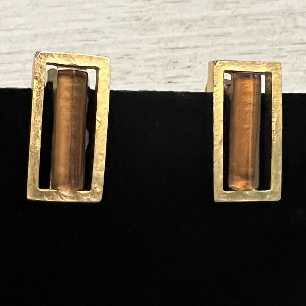 Givenchy Gold Tone Vintage Clip On Chunky Runway Earrings 1980s